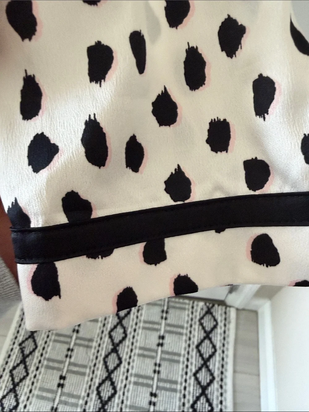 kate spade Black and White Polka-Style Print Blouse with Pink Accents
